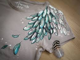 feather painted t shirt