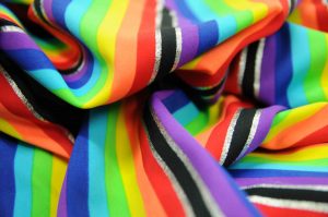 rainbow and silver Lycra fabric