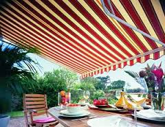 red and cream awning fabric