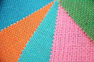 bright colours of hessian fabric