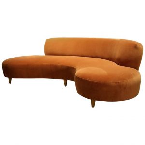 retro orange velvet sofa