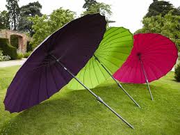 coloured garden parasols 
