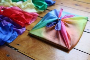 rainbow organza Furoshiki wrap