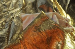 gold lame gift wrapping fabric