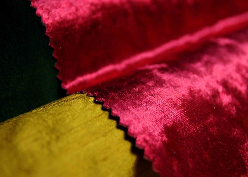 red Bling crushed velvet upholstery fabric
