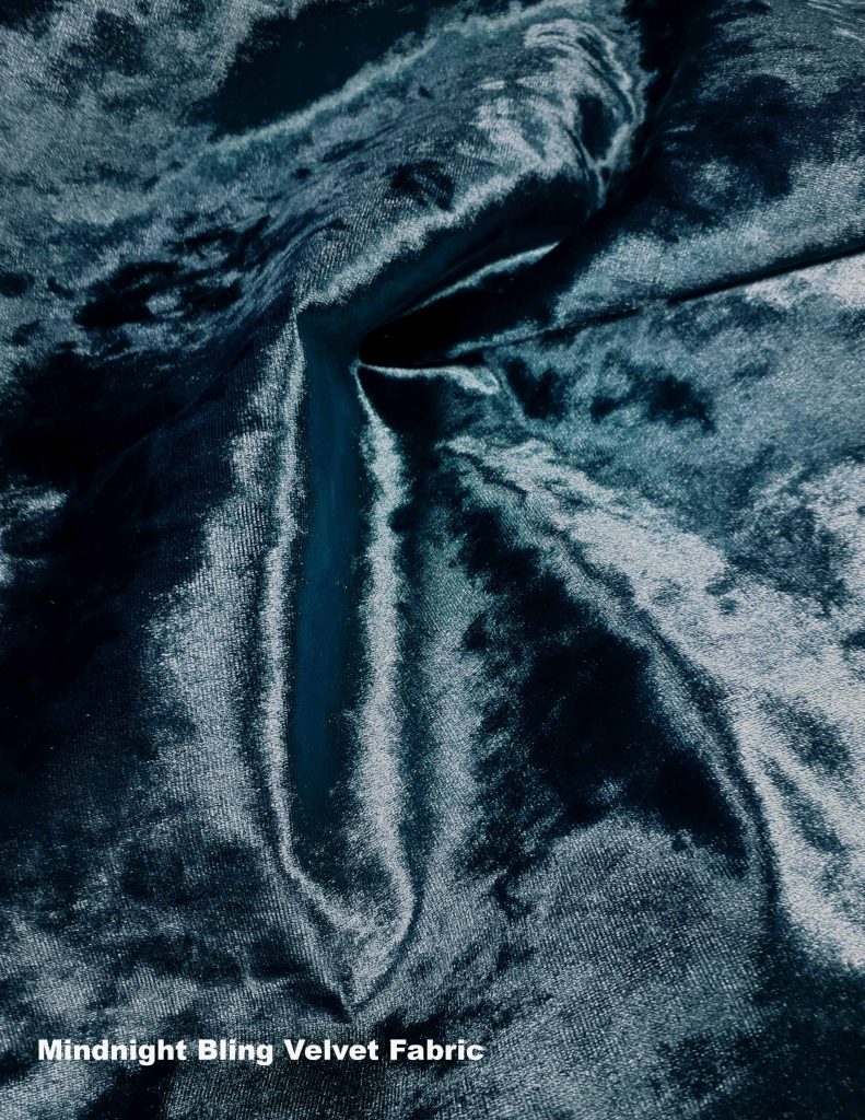 Midnight blue Bling crushed velvet upholstery fabric