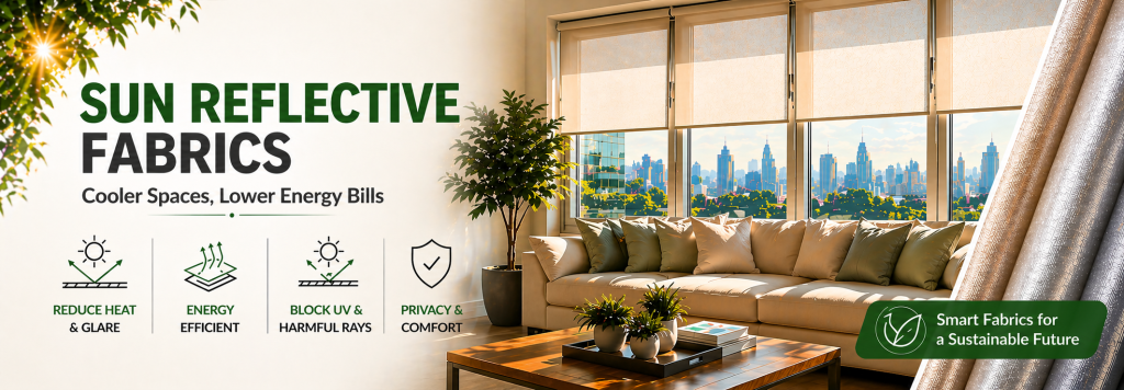 Eco-friendly sun reflecting window coverings